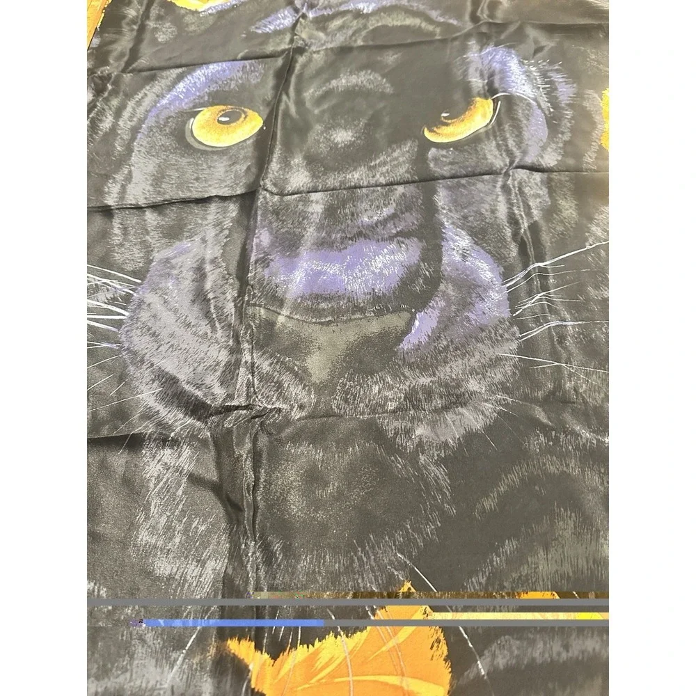 Vintage Anne‎ Klein Scarf Silk Panther Black, Gold, Orange 30